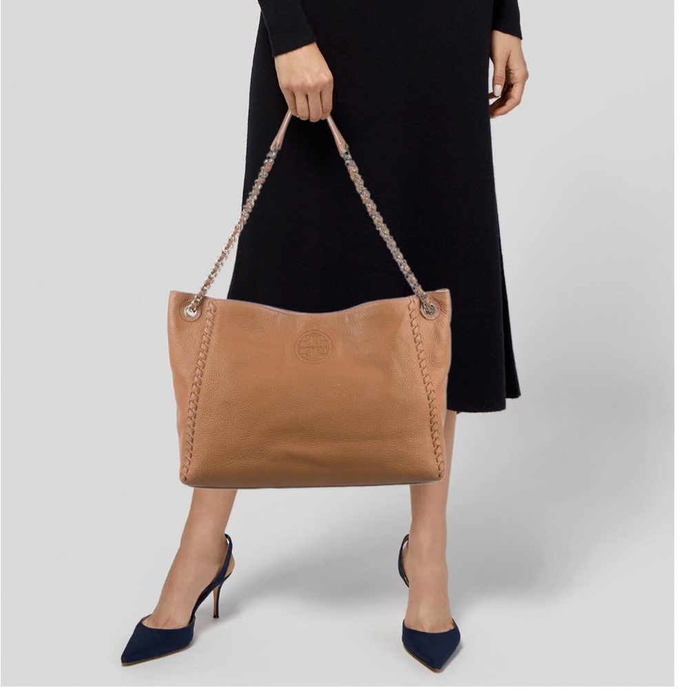 Tory Burch: leather Whipstitch Trimmed tote